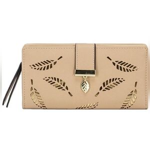 WOMEN Leaves Hollow Wallet Faux Leather Luxury Clutch Female Coin Cards Purse
